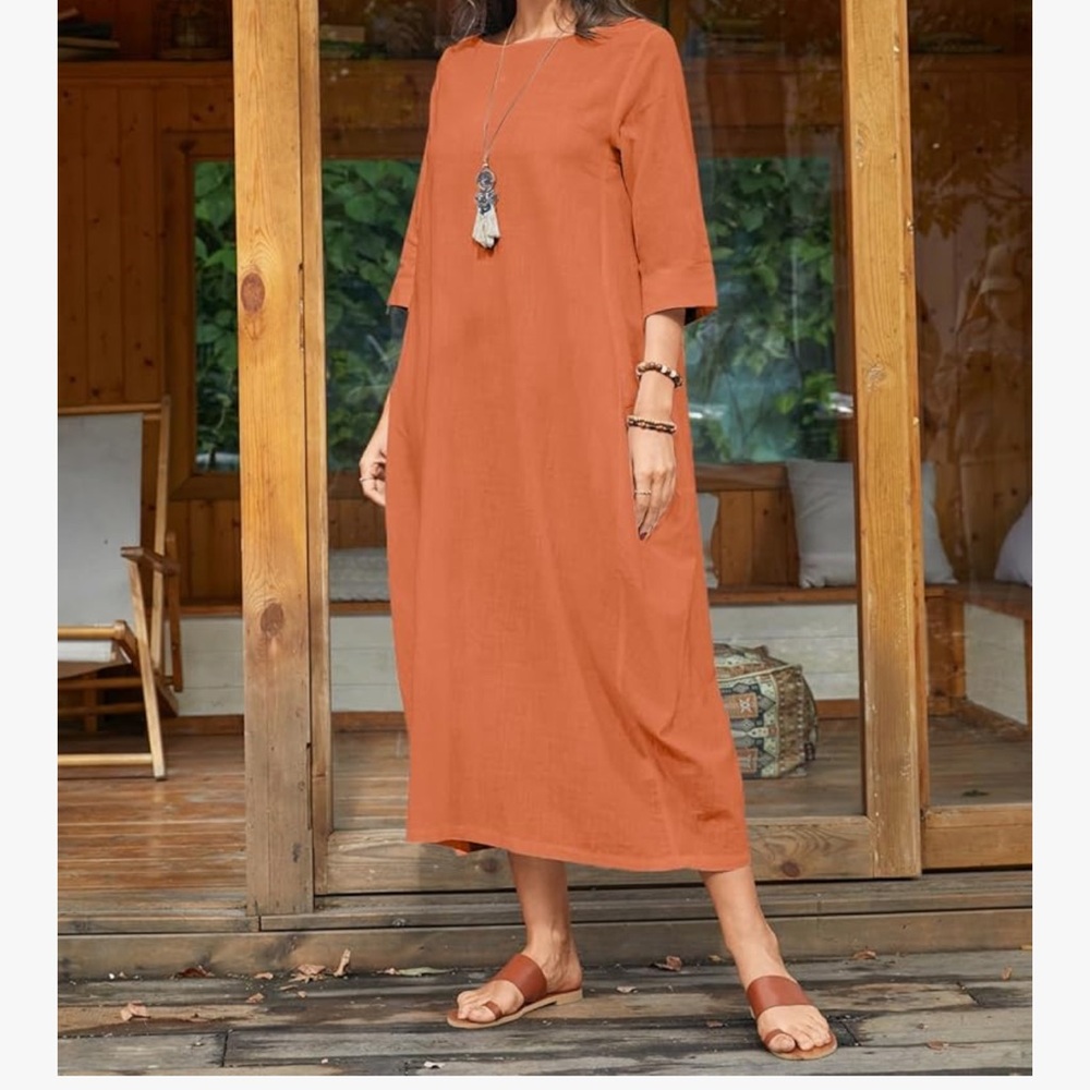 Elegant Orange Midi Dress